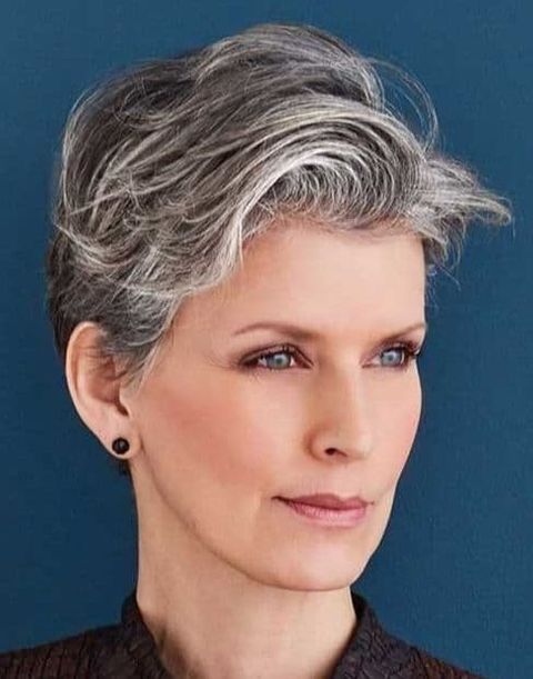 Wavy side swept pixie style for women over 50 in 2021-2022