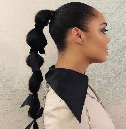Ribbed knotty ponytail wedding hairstyle for black women 2021-2022
