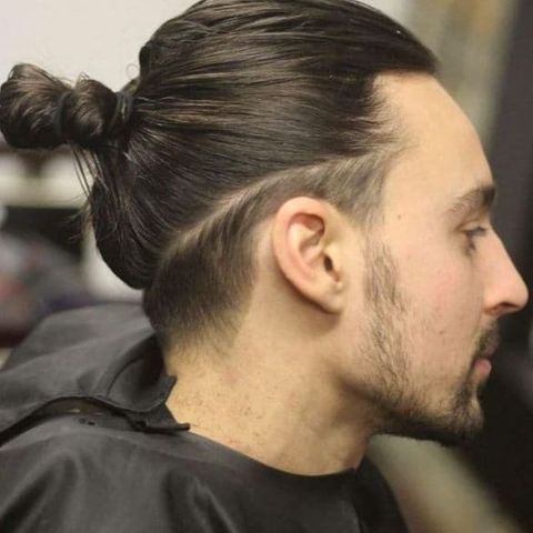 Back undercut long bun hairstyle for men in 2021-2022