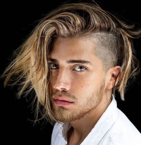 Blonde straight long hair with undercut for men in 2021-2022