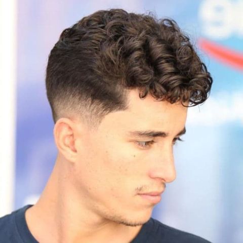 Short curly haircut + low fade for men in 2021-2022