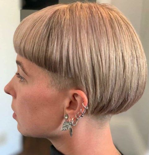 Blunt bob with undercut for women 2021-2022