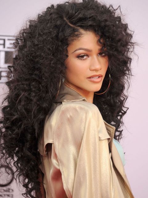 Side swept curly long hair 2021-2022