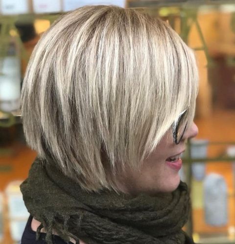 Blonde color short layered bob 2021-2022