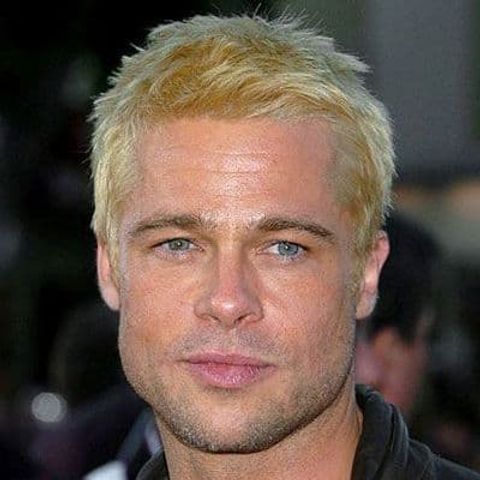 Brad Pitt's golden blonde messy short hair 2021-2022