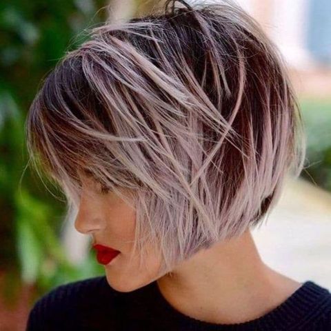 Layered bob with balayage in 2021-2022