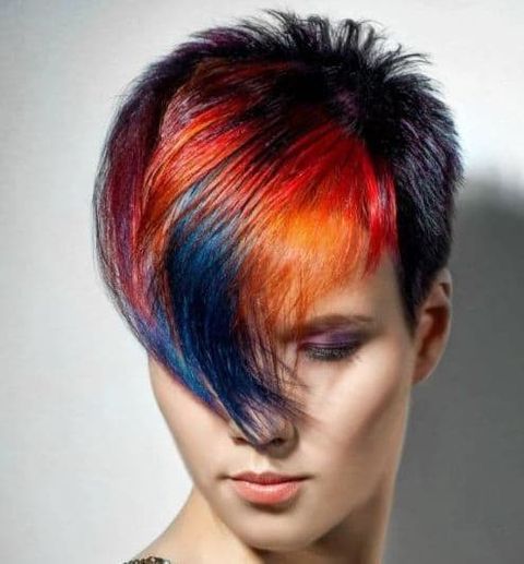 Multi colored balayage short haircut 2021-2022