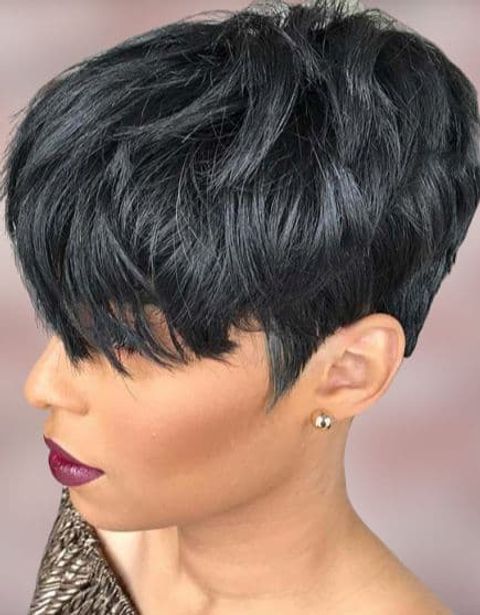 Short pixie layered haircut for black women