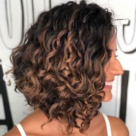 Highlight angled curly bob 2021-2022