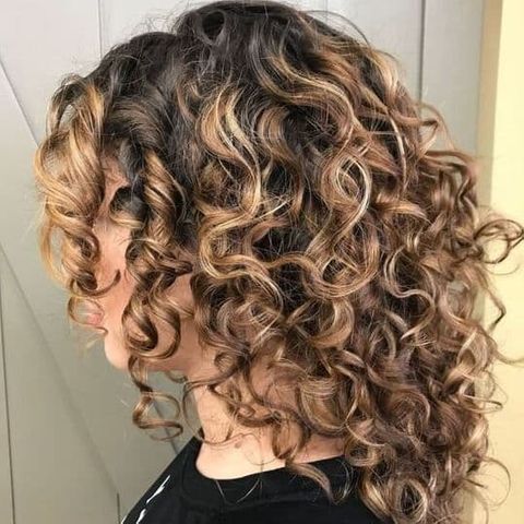 Layered curly mid-length hair 2021-2022