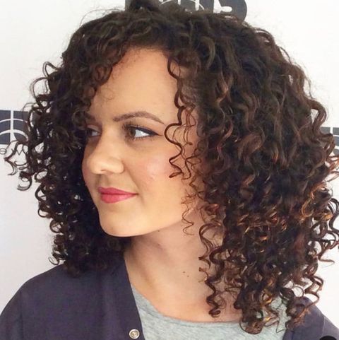 Shoulder length curly hair with bangs 2021-2022