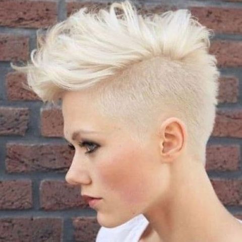 Blonde thin hair short haircut with undercut for women in 2021-2022