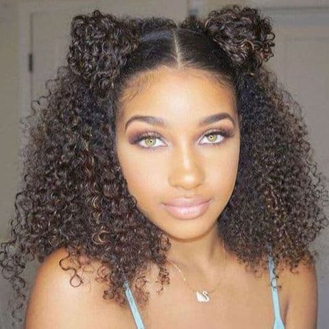 Two buns natural hair for oval face for black women in 2021-2022