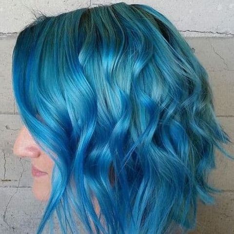 Wavy blue bob hair 2021-2022