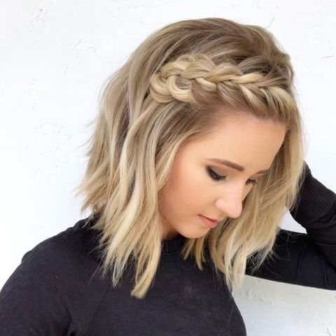 Short bob with crown braid for women in 2021-2022