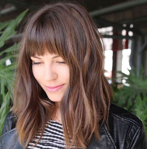 Balayage shoulder length hair with bangs for women in 2021-2022