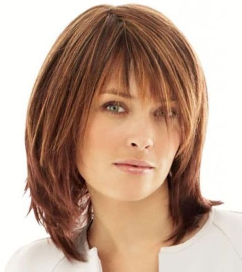  Layered mid-length hairstyles with bangs for women in 2021-2022