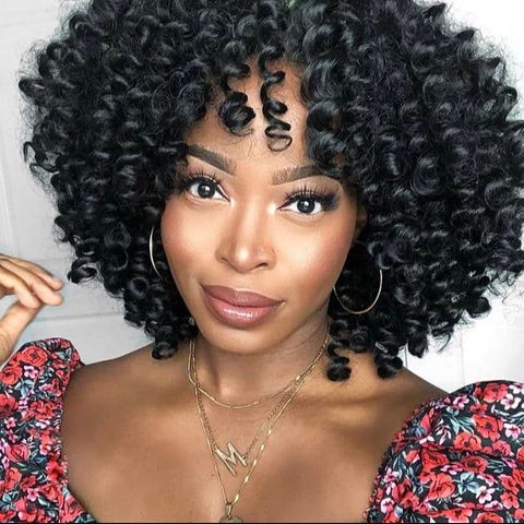 Curly crochet hairstyles with bangs for black women in 2021-2022