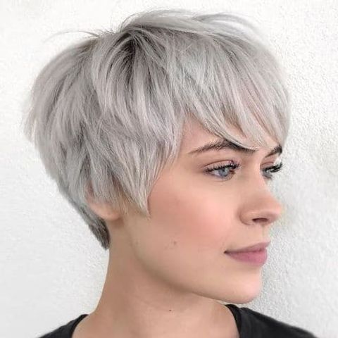 Platinum short pixie haircut for thick hair in 2021-2022