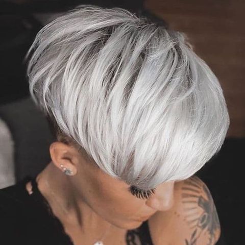 Undercut pixie cut with platinum blonde in 2021-2022