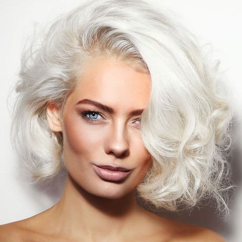 Voluminous short bob cut with platinum blonde in 2021-2022