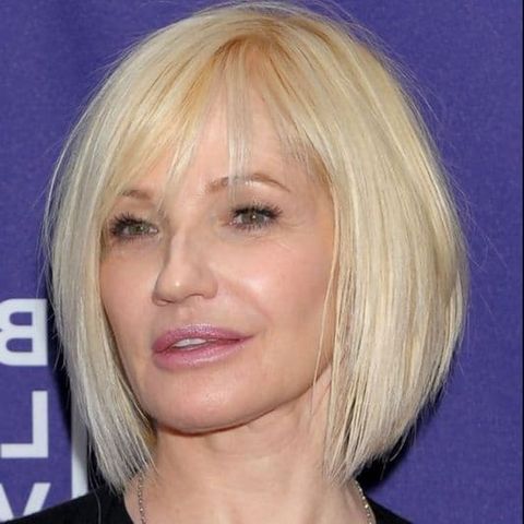 Blunt bob haircutfor women with oval face over 60 in 2021-2022