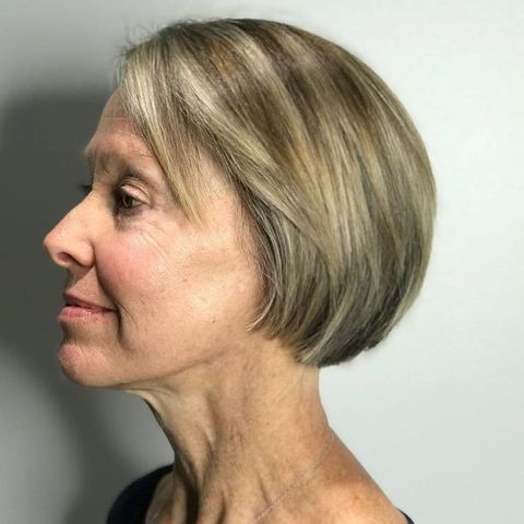 Brown balayage short bob cut for women over 60 in 2021-2022