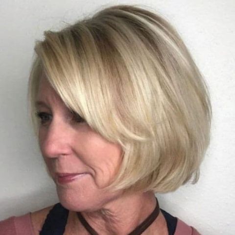 Fine hair short bob haircut over 50 in 2021-2022