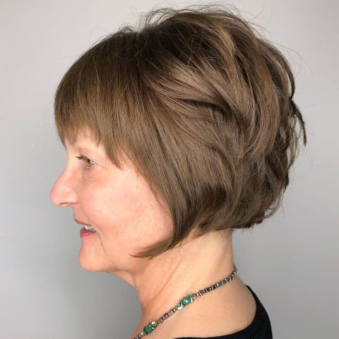 Modern short bob cut for older women in 2021-2022