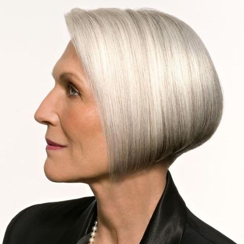Straight hair side swept bob cut for women over 60 in 2021-2022