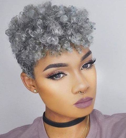Grey natural pixie haircut 2021-2022