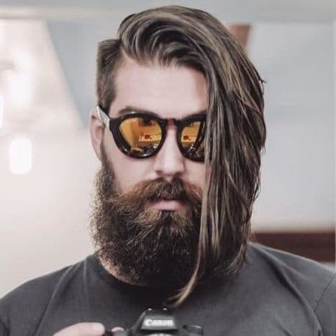 Long bangs undercut long hair for men with beards in 2021-2022