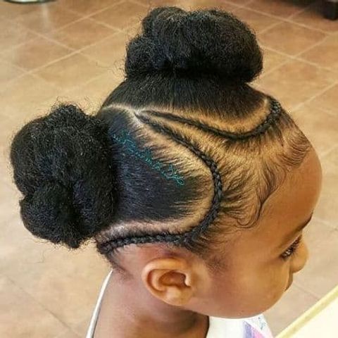 Bun hairstyles with braids for black girls 2021-2022