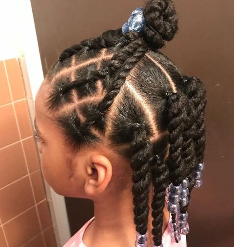 Complex braids with bun for black girls 2021-2022