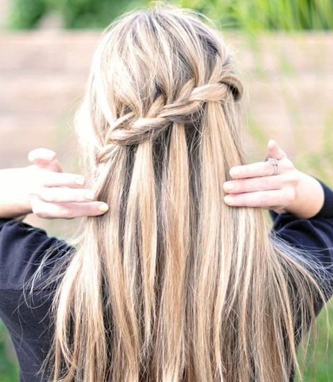 Blonde color voluminous waterfall braid for girls 2021-2022