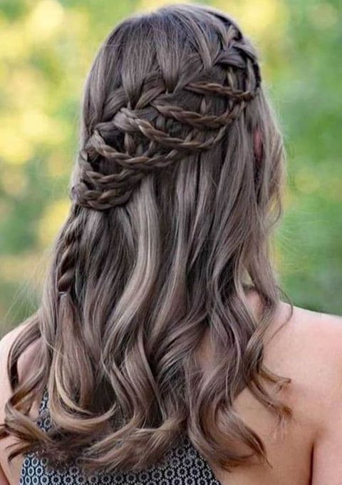 Complex cross waterfall braid for girls in 2021-2022