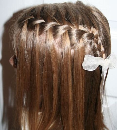 High waterfall braid with ribbon for girls 2021-2022