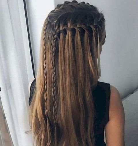 Two braids with waterfall braid for girls 2021-2022