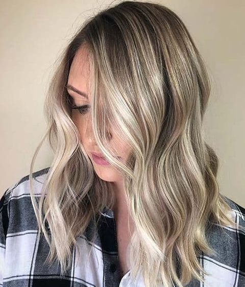 Ashy blonde color long hair