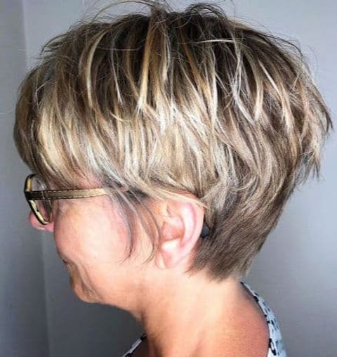 Highlight blonde balayage layered bob for older women over 60 in 2021-2022