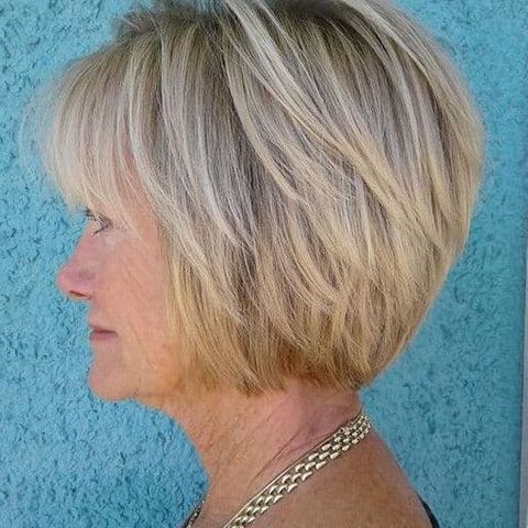 Layered bob hair cut for women over 65 in 2021-2022