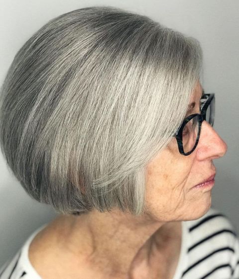 Grey short bob for women over 60 in 2021-2022