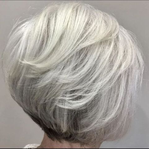 Layered short bob hairstyle for women over 60 in 2021-2022