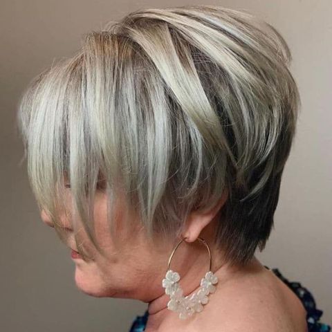 Messy short haircut with balayage for women over 60 in 2021-2022