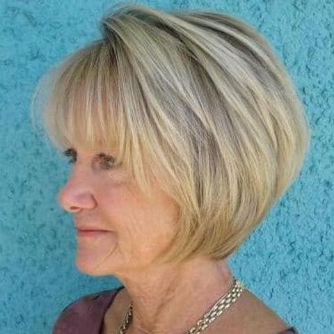 Short bob haircut with bangs for women over 60 in 2021-2022