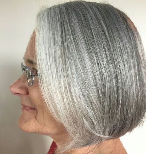 Straight hair bob haircut for women over 60 in 2021-2022