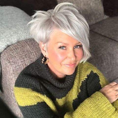 Asymmetrical short pixie cut for women over 60 in 2021-2022