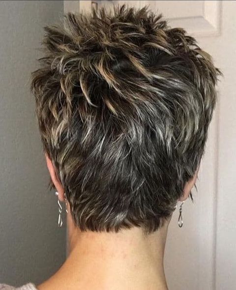 Brown balayage spiky pixie hair for women over 60 in 2021-2022