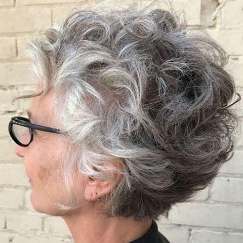 Curly short pixie cut over for women over 60 in 2021-2022