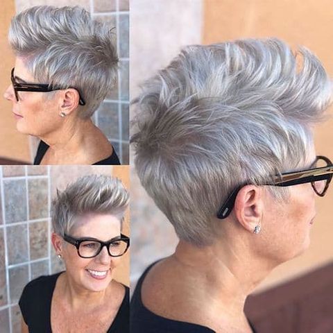 Platinum mohawk pixie cut for women over 60 in 2021-2022